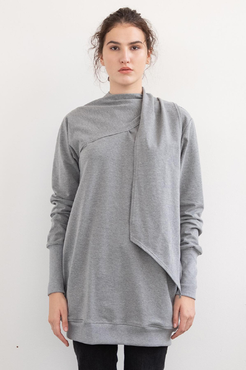 LEEDA Mikina Minišaty Tie Wrap Long