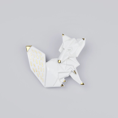 STEHLIK DESIGN Porcelánová brož LIŠKA pozlacená
