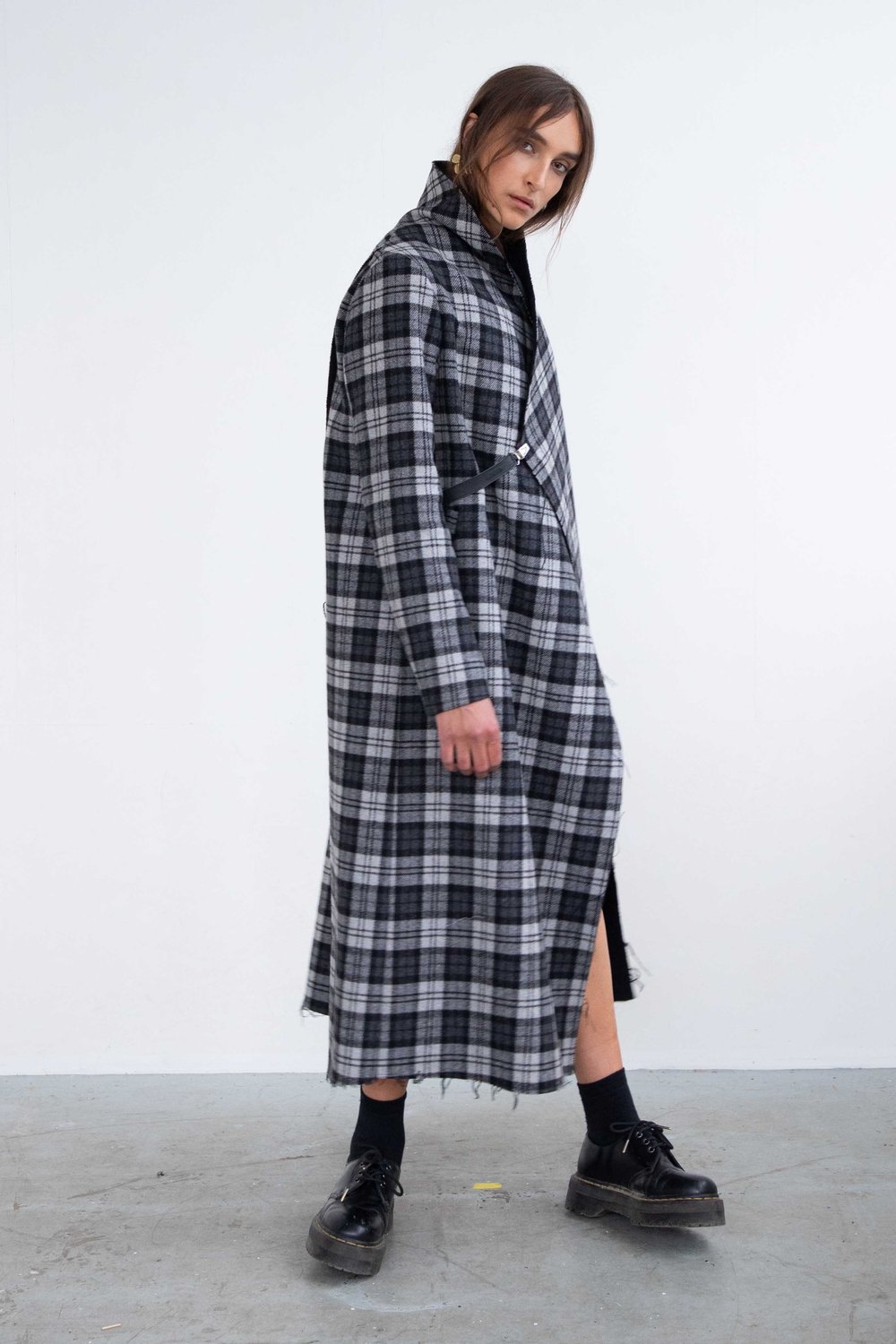 LEEDA Kabát Long Plaid