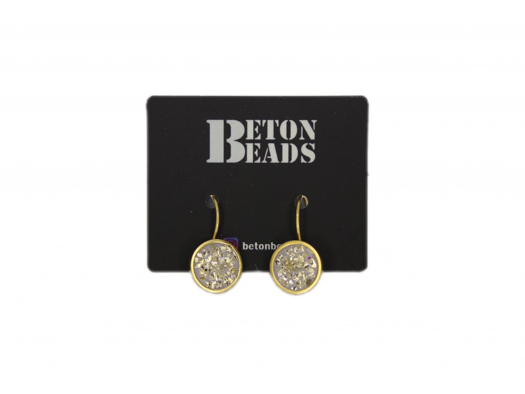 BETONBEADS Náušnice VISACÍ zlaté třpytky