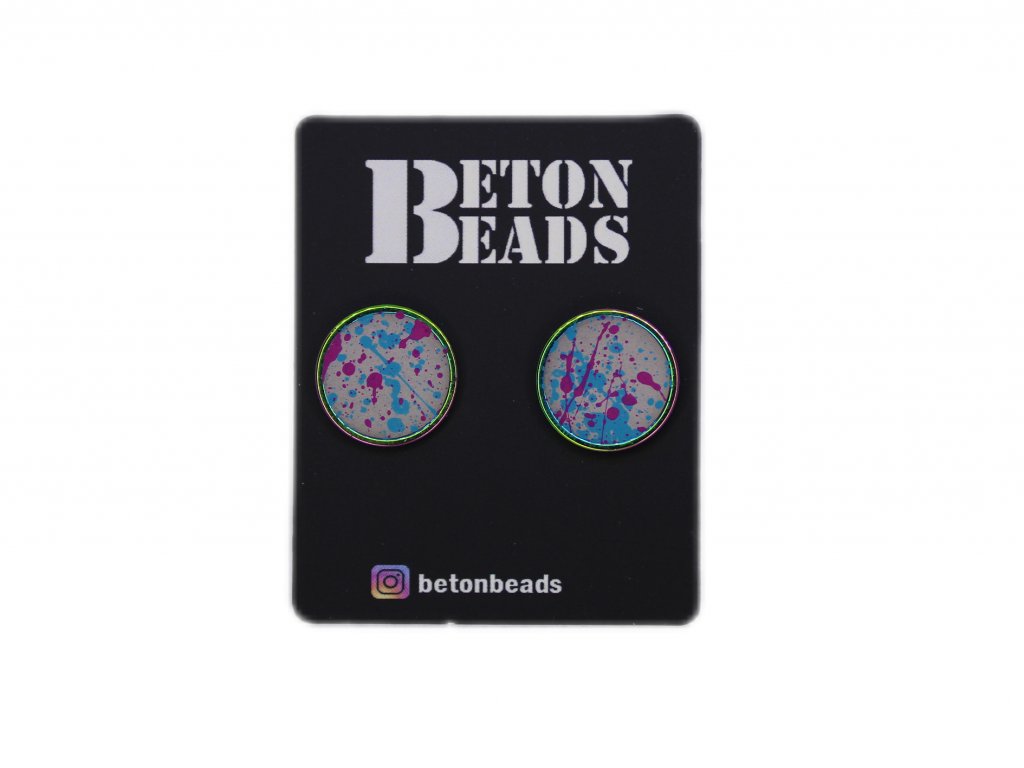 BETONBEADS Náušnice PECKY barevné cákané