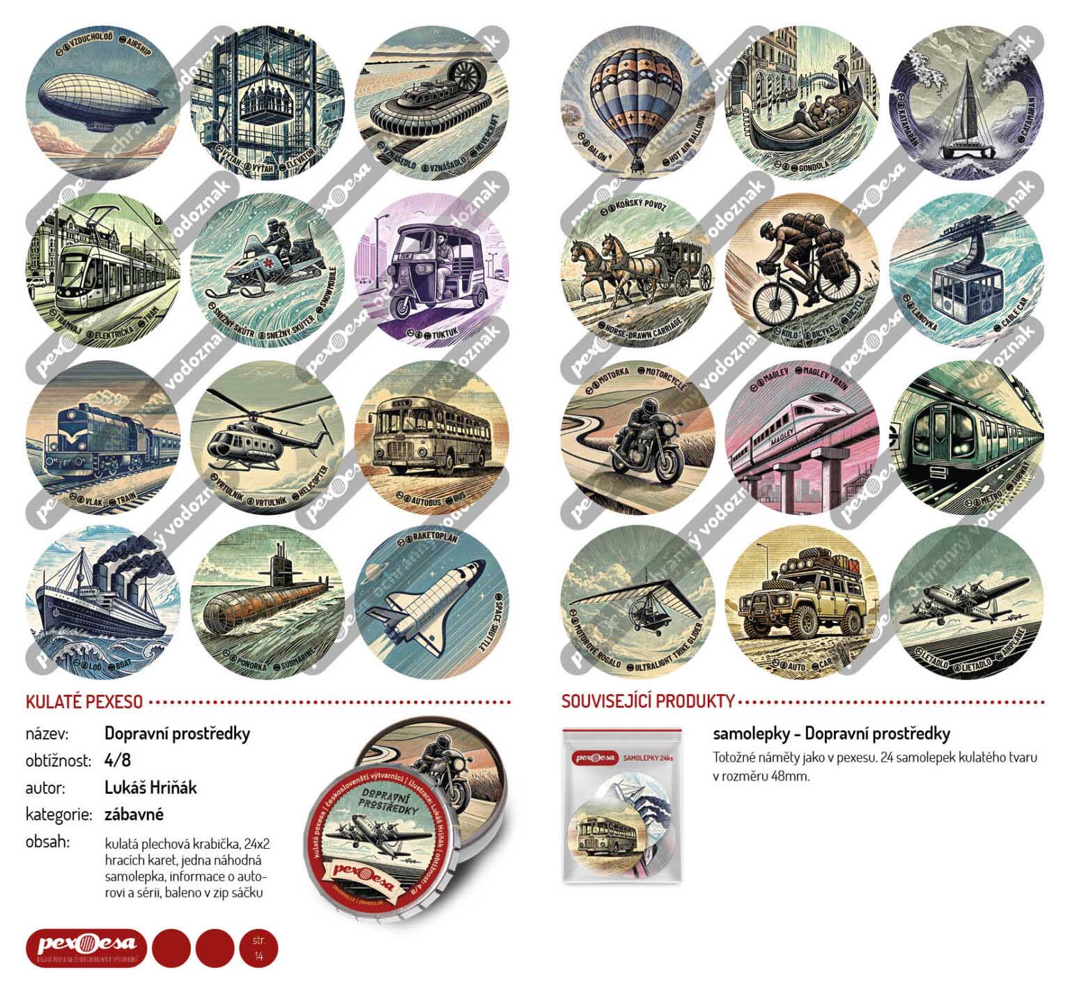 PEXOESA Kulaté Pexeso DOPRAVNÍ PROSTŘEDKY