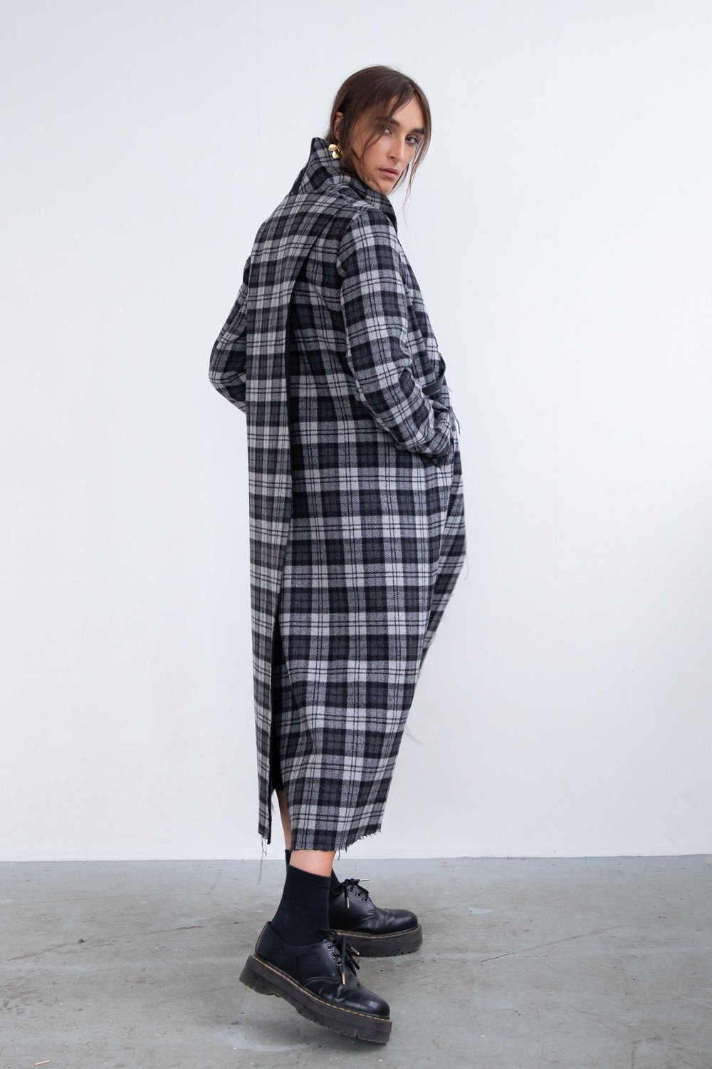 LEEDA Kabát Long Plaid