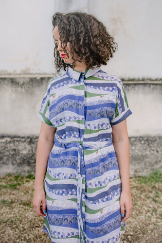 AWACLOTHES Košilové šaty LILA WAVE