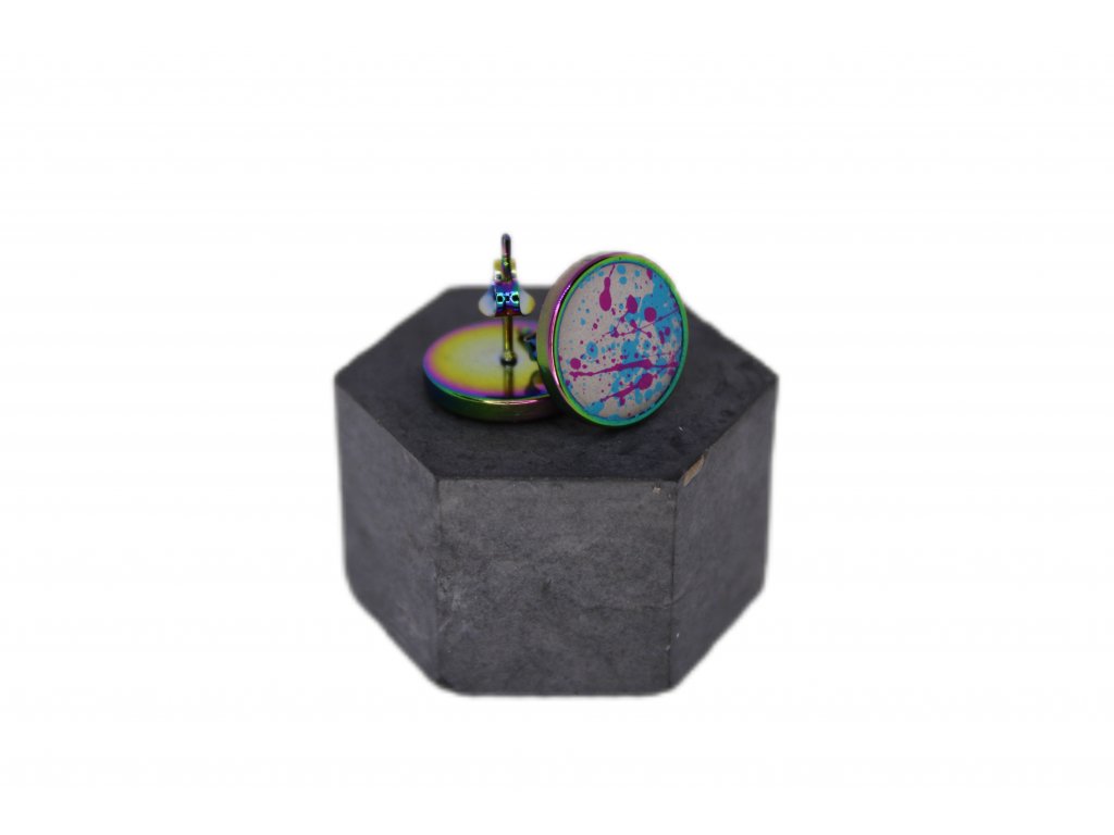 BETONBEADS Náušnice PECKY barevné cákané