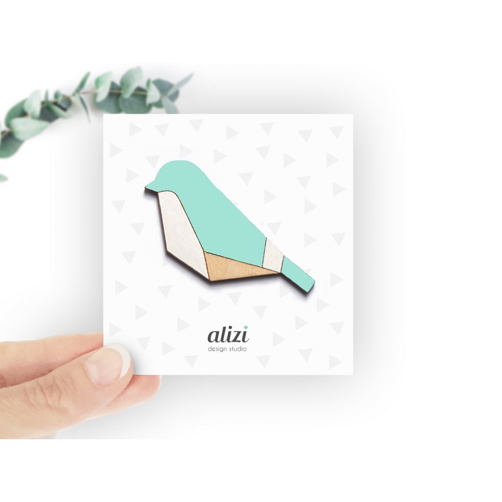 ALIZI.PLAYWOOD Brož Bird Rounded / Geometric