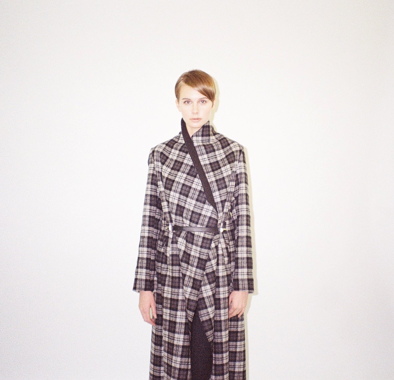 LEEDA Kabát Long Plaid