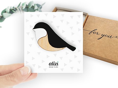 ALIZI.PLAYWOOD Brož Bird Rounded / Geometric