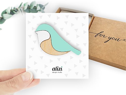 ALIZI.PLAYWOOD Brož Bird Rounded / Geometric