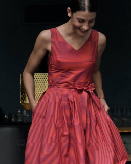 ALYS červené šaty PRUHY