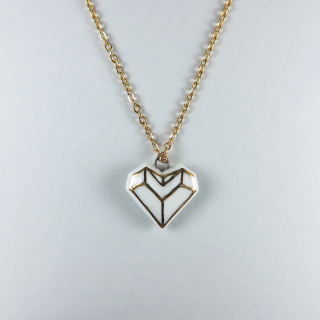 STEHLIK DESIGN Náhrdelník Porcelánové SRDCE origami pozlacené