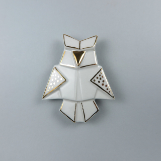 STEHLIK DESIGN Porcelánová brož SOVA pozlacená