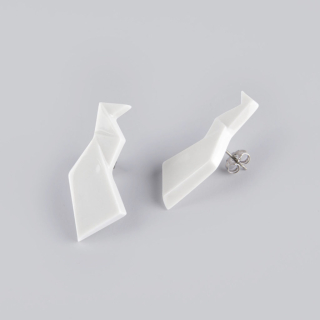 STEHLIK DESIGN Porcelánové náušnice PÁVI bílé