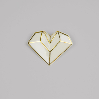 STEHLIK DESIGN Porcelánová brož SRDCE pozlacená