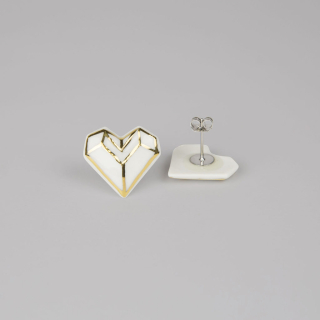 STEHLIK DESIGN Porcelánové náušnice SRDCE pozlacené